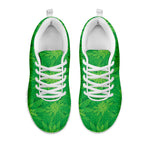 Green Cannabis Leaf Pattern Print White Sneakers