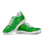 Green Cannabis Leaf Pattern Print White Sneakers
