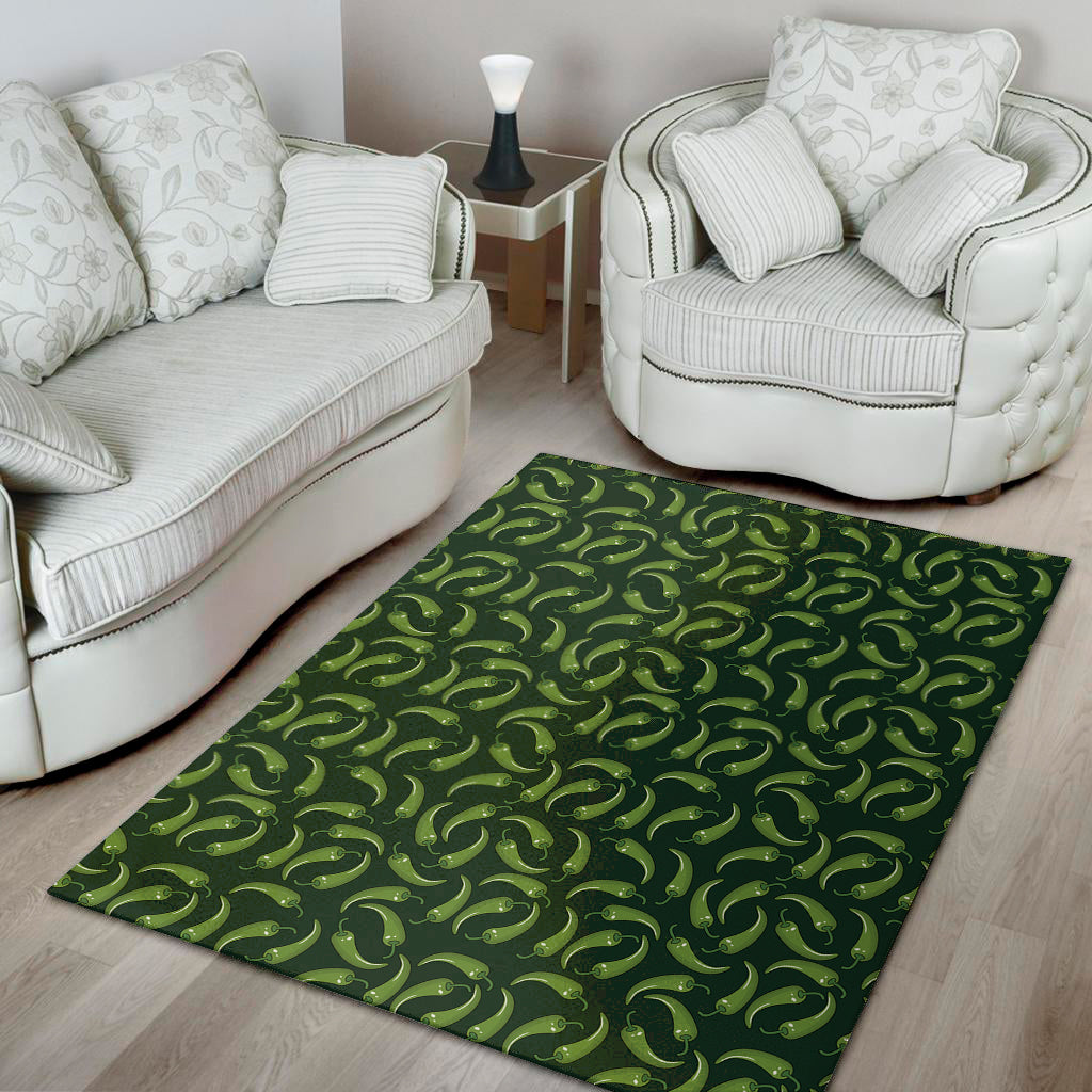Green Chili Peppers Pattern Print Area Rug