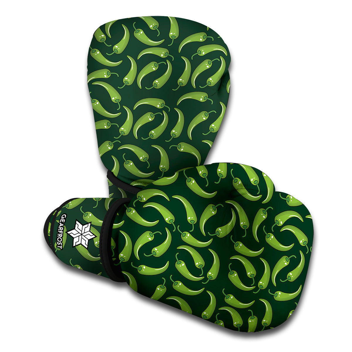 Green Chili Peppers Pattern Print Boxing Gloves