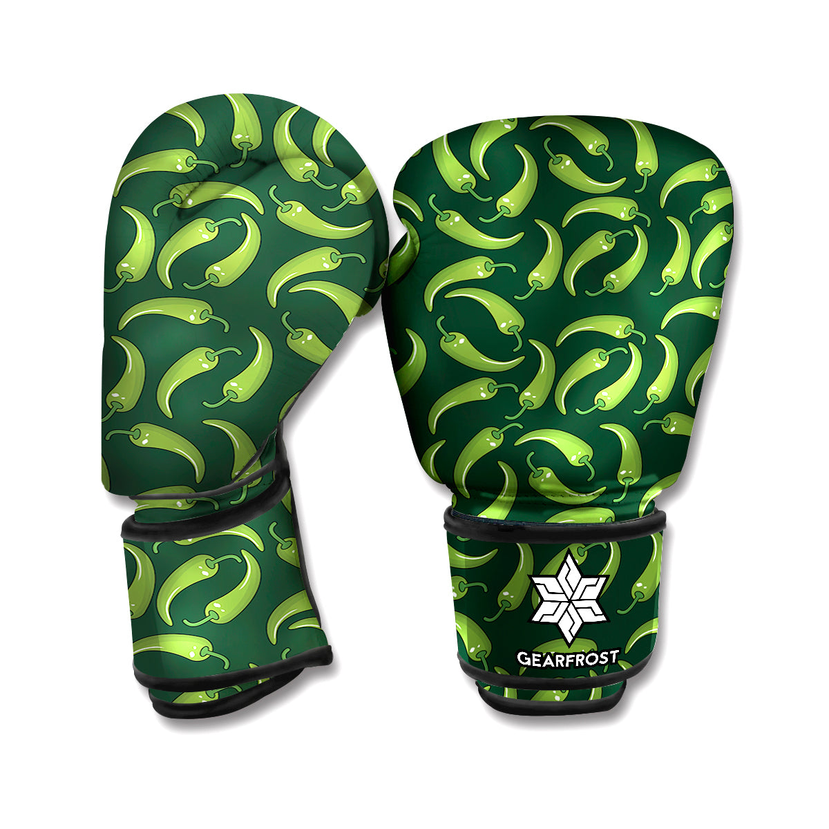 Green Chili Peppers Pattern Print Boxing Gloves