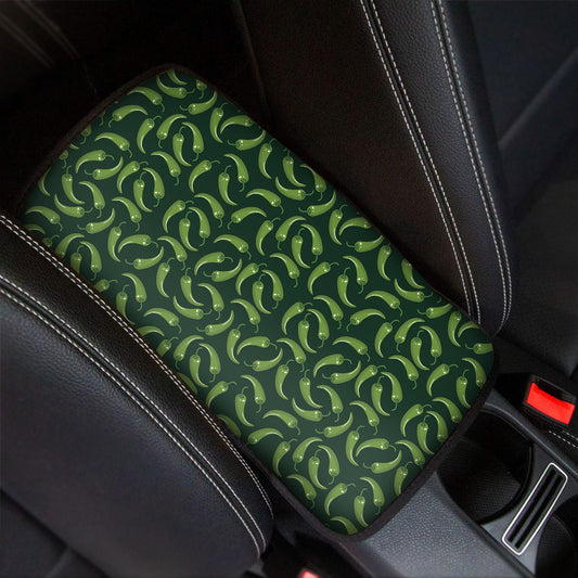 Green Chili Peppers Pattern Print Car Center Console Cover