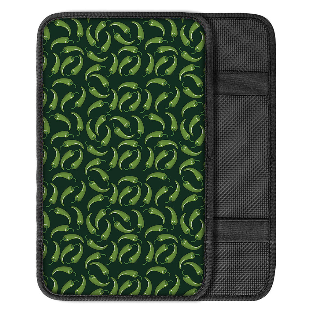 Green Chili Peppers Pattern Print Car Center Console Cover