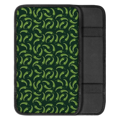 Green Chili Peppers Pattern Print Car Center Console Cover