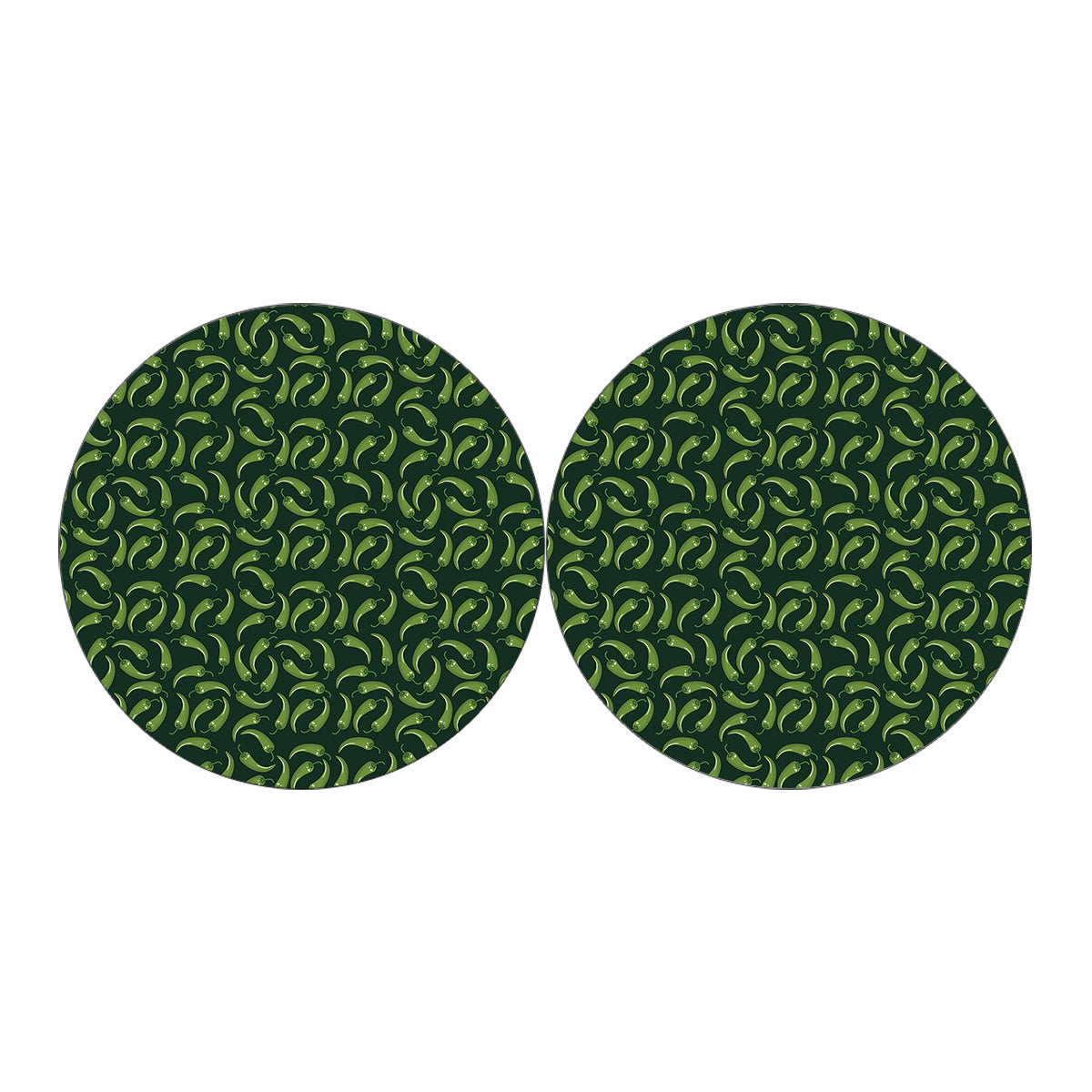 Green Chili Peppers Pattern Print Car Coasters