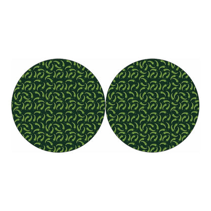 Green Chili Peppers Pattern Print Car Coasters