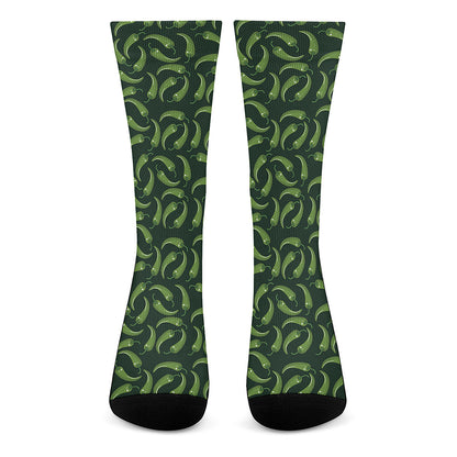 Green Chili Peppers Pattern Print Crew Socks