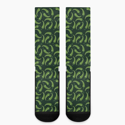 Green Chili Peppers Pattern Print Crew Socks