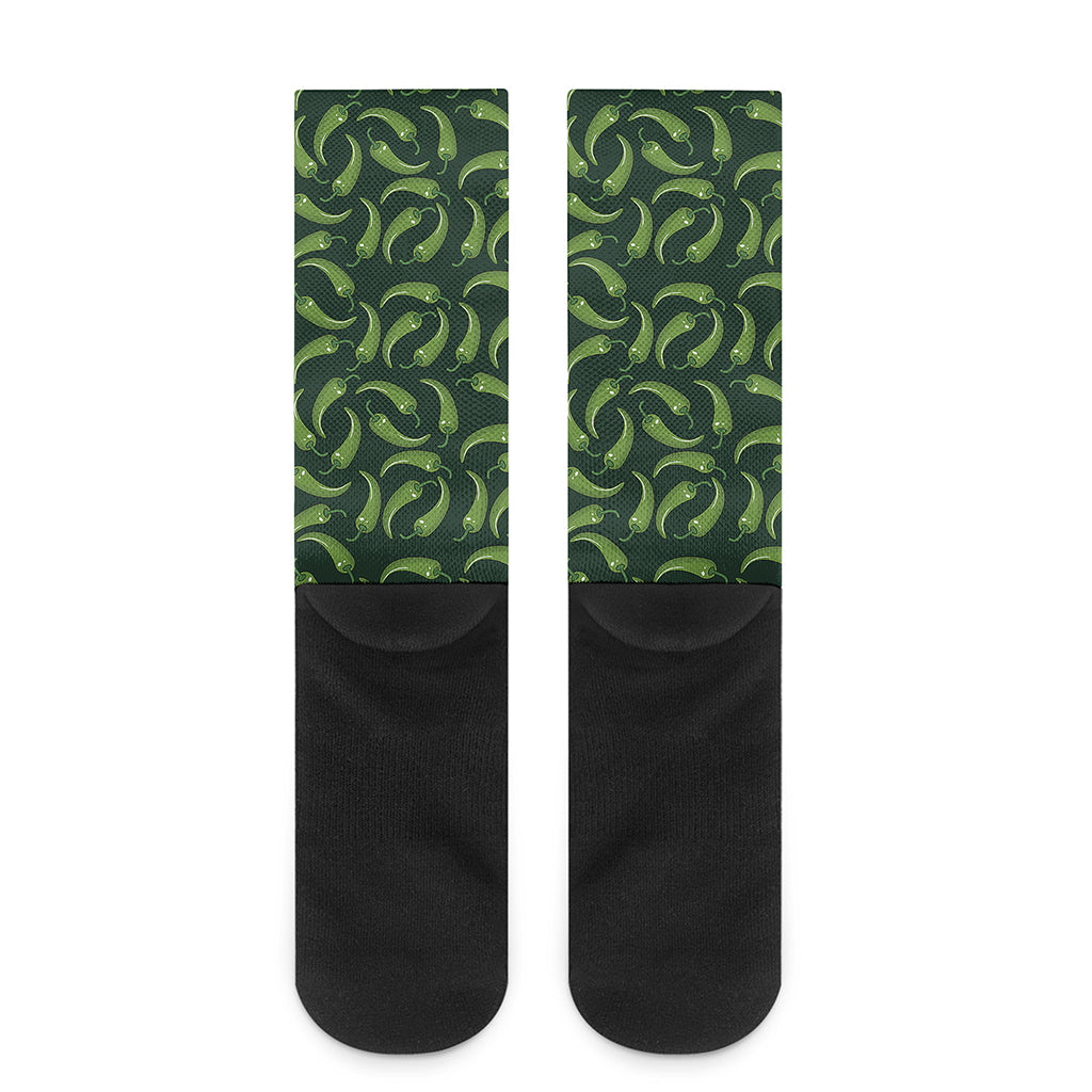 Green Chili Peppers Pattern Print Crew Socks