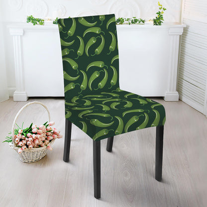 Green Chili Peppers Pattern Print Dining Chair Slipcover