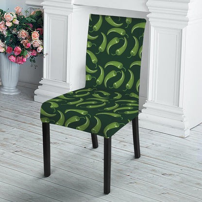 Green Chili Peppers Pattern Print Dining Chair Slipcover