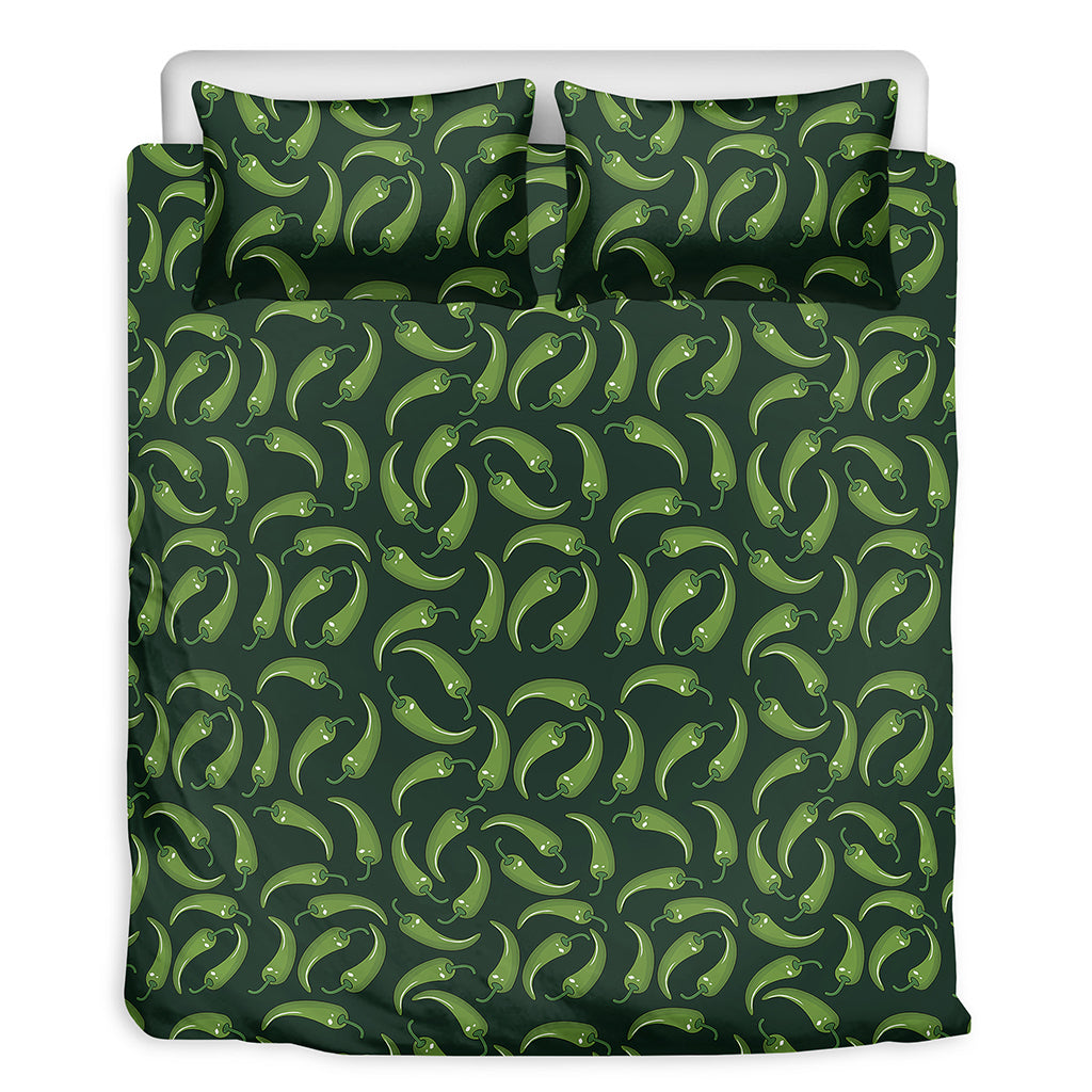 Green Chili Peppers Pattern Print Duvet Cover Bedding Set