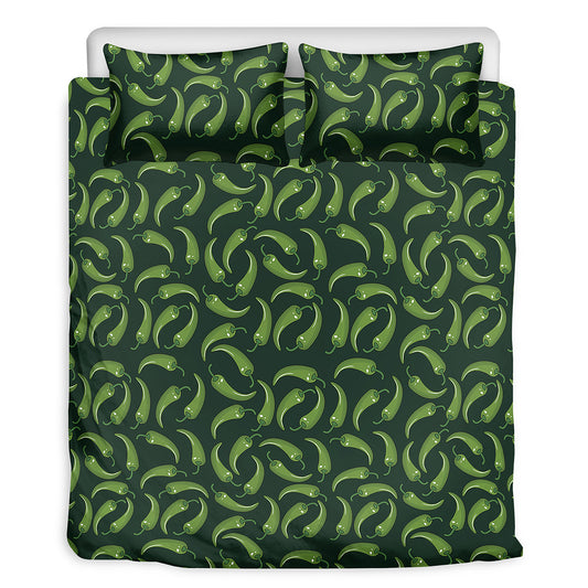 Green Chili Peppers Pattern Print Duvet Cover Bedding Set