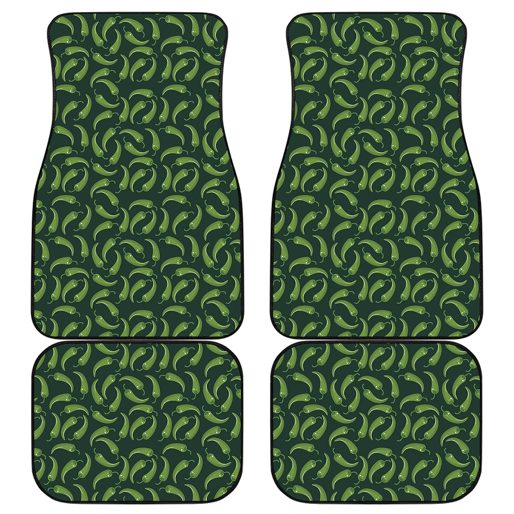 Green Chili Peppers Pattern Print Front and Back Car Floor Mats