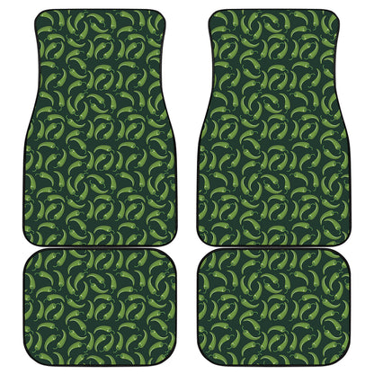 Green Chili Peppers Pattern Print Front and Back Car Floor Mats