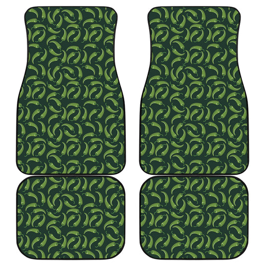Green Chili Peppers Pattern Print Front and Back Car Floor Mats