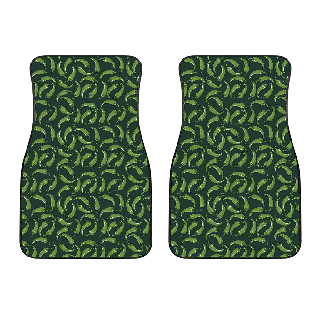 Green Chili Peppers Pattern Print Front Car Floor Mats