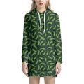 Green Chili Peppers Pattern Print Pullover Hoodie Dress