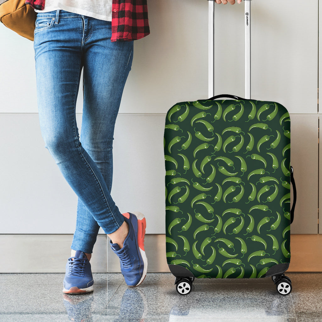 Green Chili Peppers Pattern Print Luggage Cover