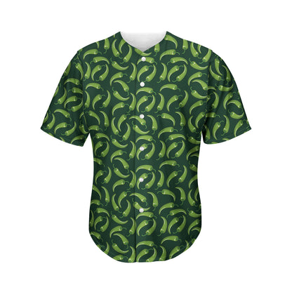 Green Chili Peppers Pattern Print Men's Baseball Jersey