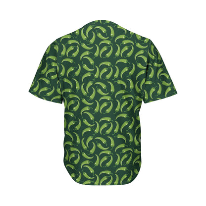 Green Chili Peppers Pattern Print Men's Baseball Jersey