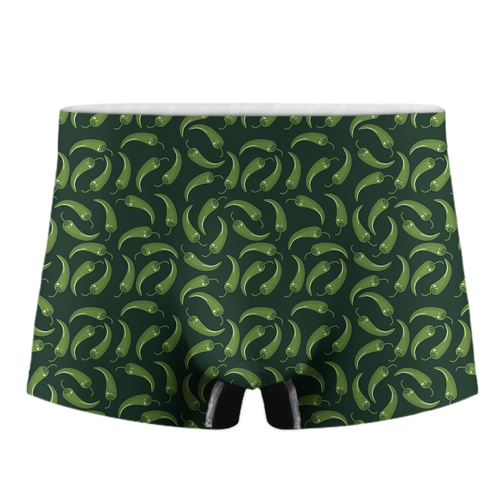 Green Chili Peppers Pattern Print Men's Boxer Briefs