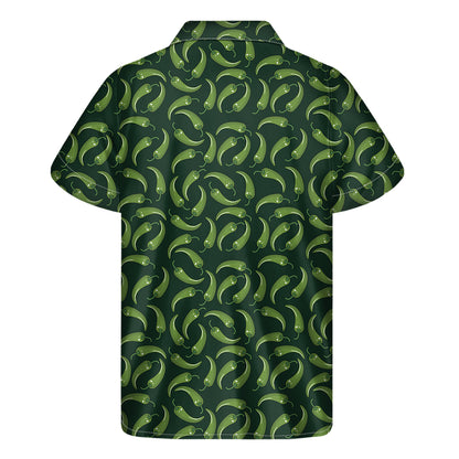 Green Chili Peppers Pattern Print Men's Short Sleeve Shirt