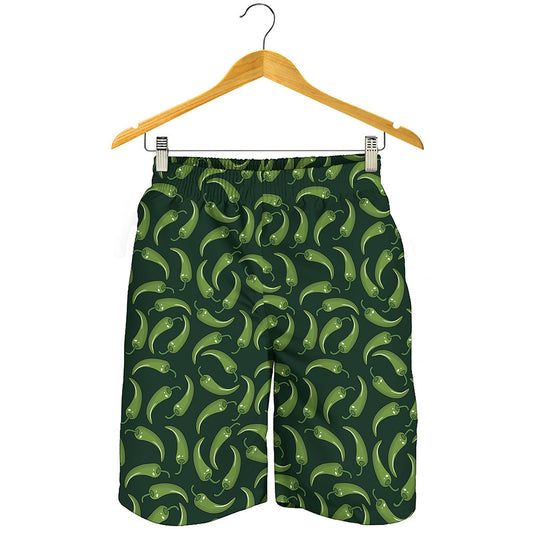 Green Chili Peppers Pattern Print Men's Shorts