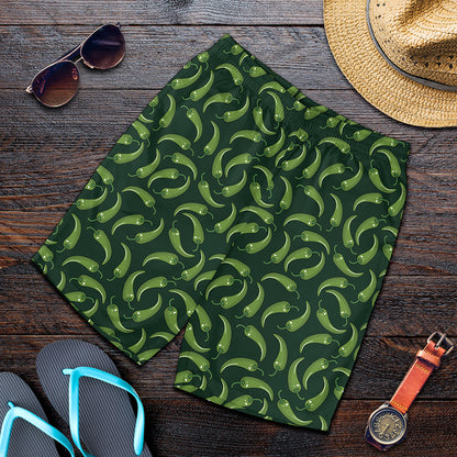 Green Chili Peppers Pattern Print Men's Shorts