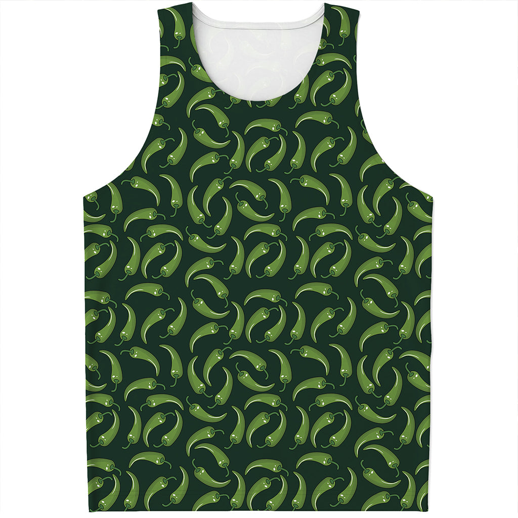 Green Chili Peppers Pattern Print Men's Tank Top