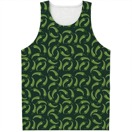 Green Chili Peppers Pattern Print Men's Tank Top