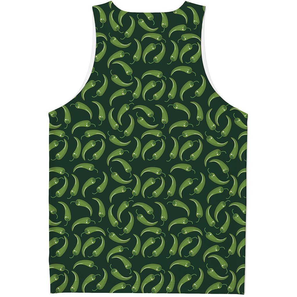 Green Chili Peppers Pattern Print Men's Tank Top