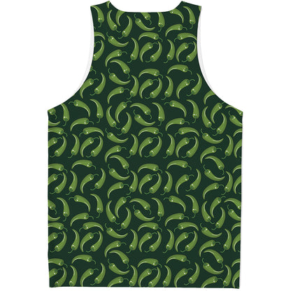 Green Chili Peppers Pattern Print Men's Tank Top