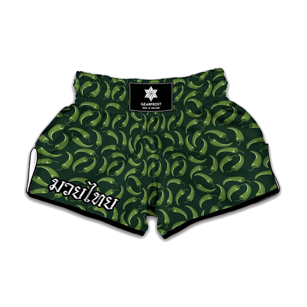 Green Chili Peppers Pattern Print Muay Thai Boxing Shorts
