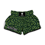 Green Chili Peppers Pattern Print Muay Thai Boxing Shorts