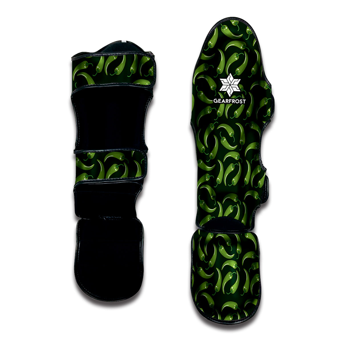 Green Chili Peppers Pattern Print Muay Thai Shin Guard
