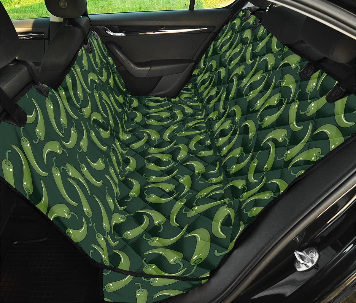 Green Chili Peppers Pattern Print Pet Car Back Seat Cover