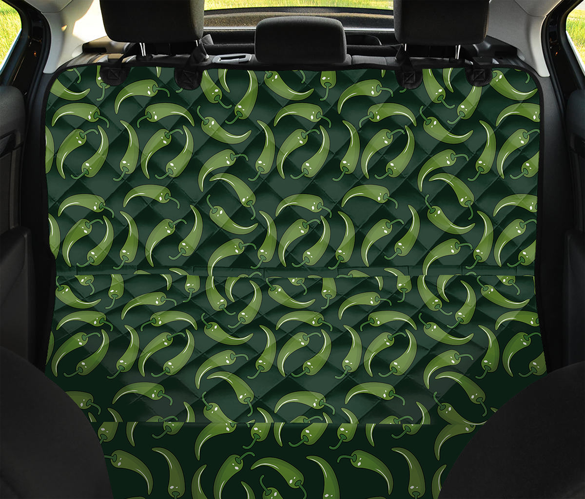 Green Chili Peppers Pattern Print Pet Car Back Seat Cover
