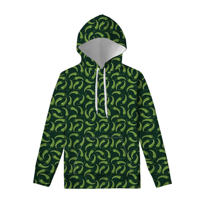 Green Chili Peppers Pattern Print Pullover Hoodie