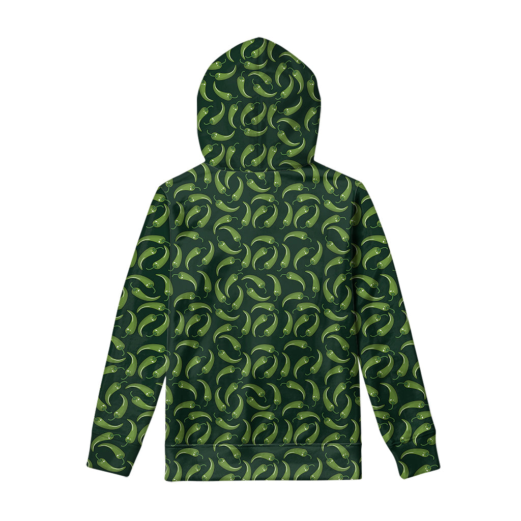 Green Chili Peppers Pattern Print Pullover Hoodie