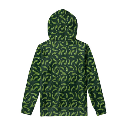 Green Chili Peppers Pattern Print Pullover Hoodie