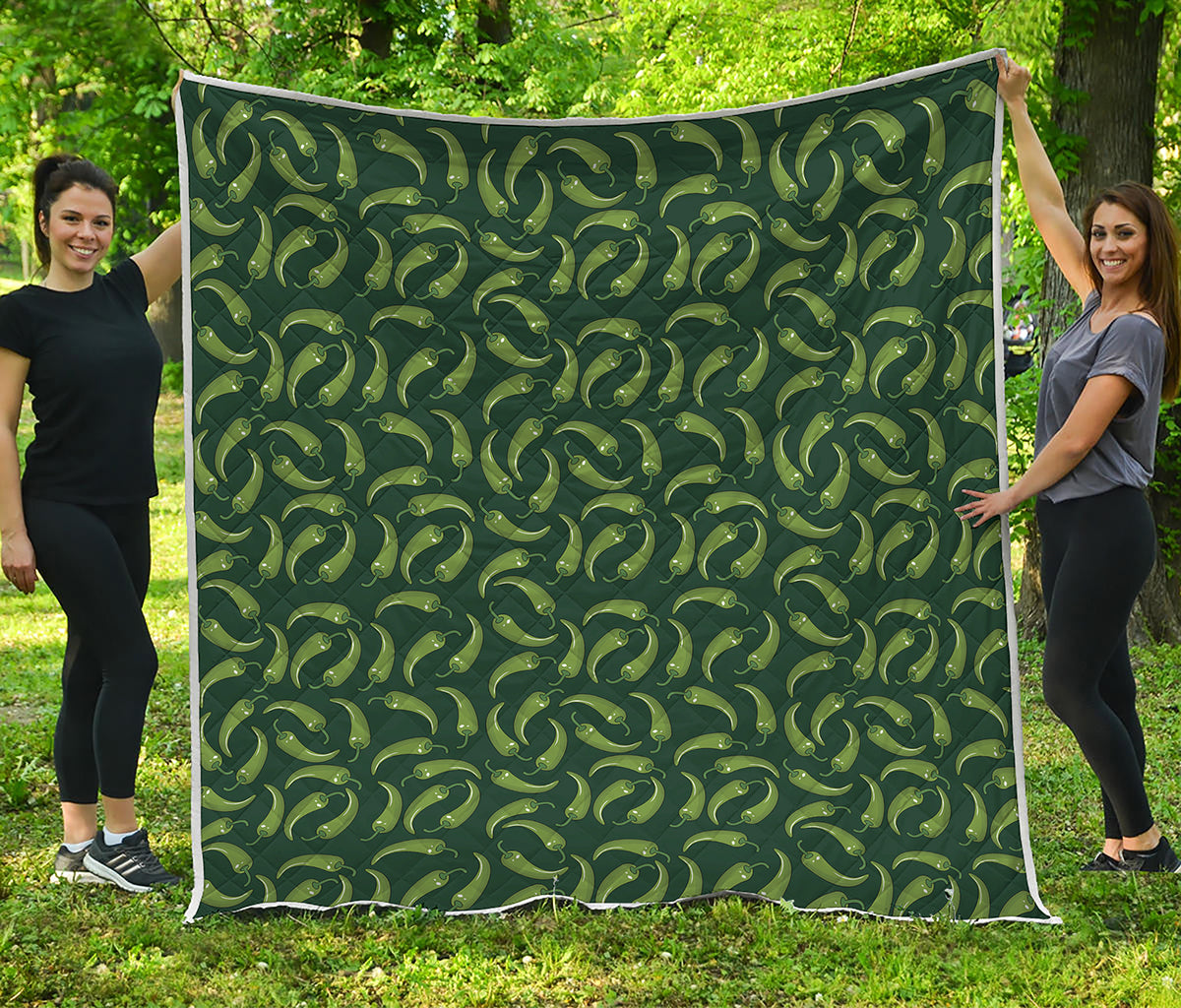 Green Chili Peppers Pattern Print Quilt