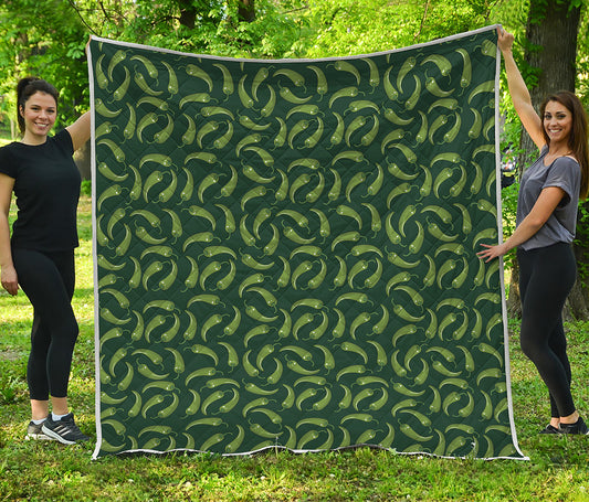 Green Chili Peppers Pattern Print Quilt
