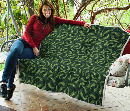Green Chili Peppers Pattern Print Quilt