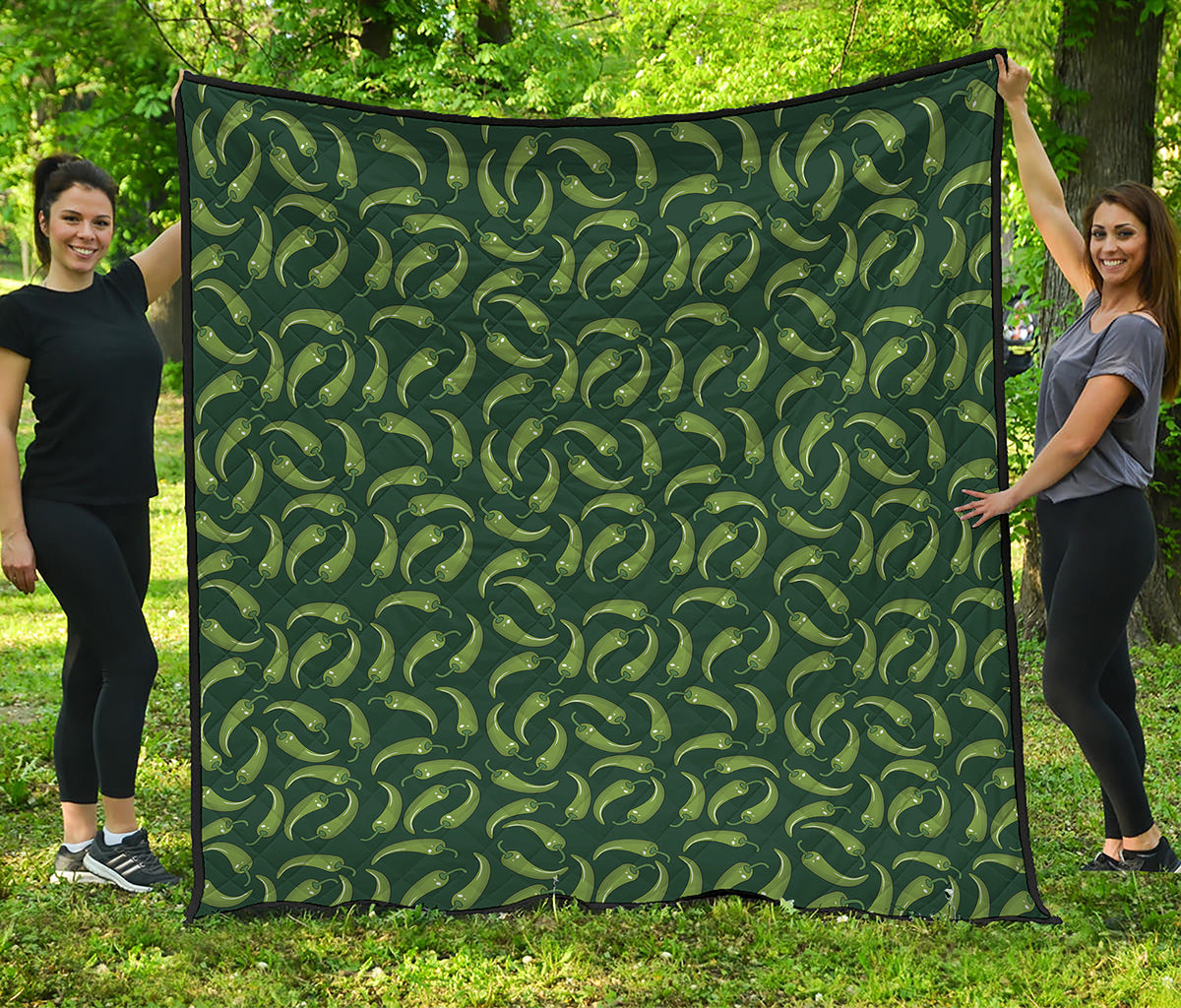 Green Chili Peppers Pattern Print Quilt