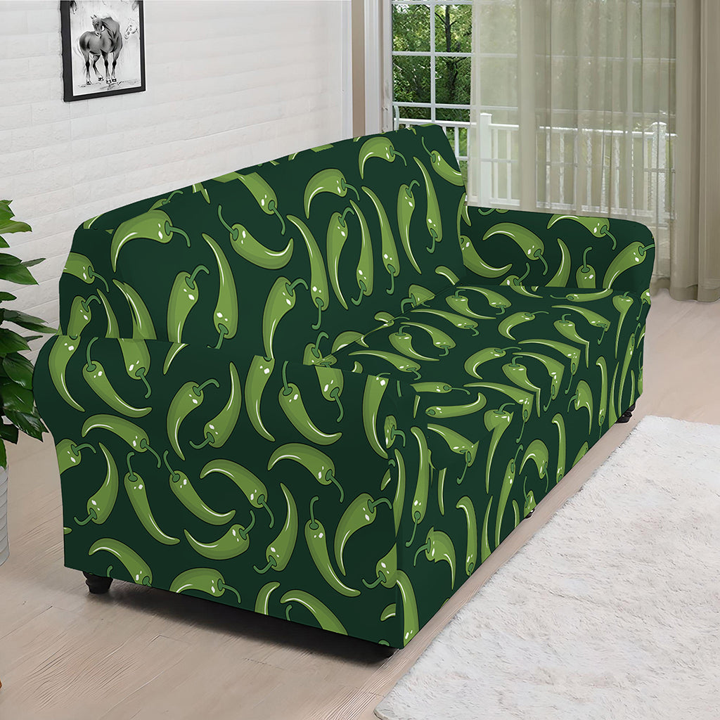 Green Chili Peppers Pattern Print Sofa Cover