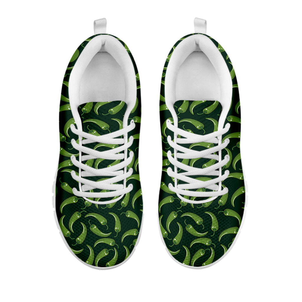 Green Chili Peppers Pattern Print White Sneakers