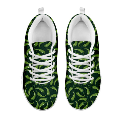 Green Chili Peppers Pattern Print White Sneakers
