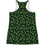 Green Chili Peppers Pattern Print Women's Racerback Tank Top