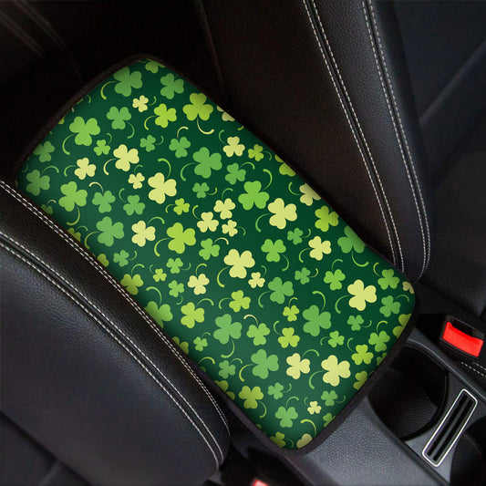 Green Clover Saint Patrick's Day Print Car Center Console Cover
